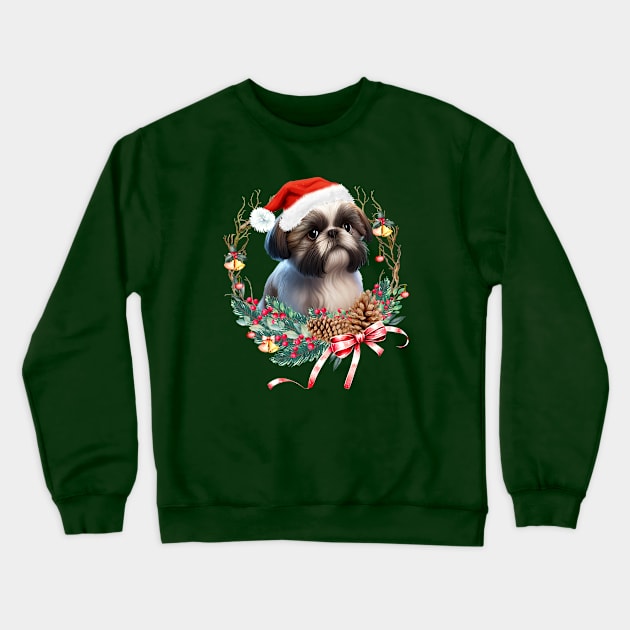 Christmas Dog Shih Tzu Crewneck Sweatshirt by Astramaze